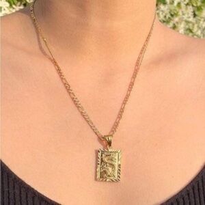 Gold square dragon necklace